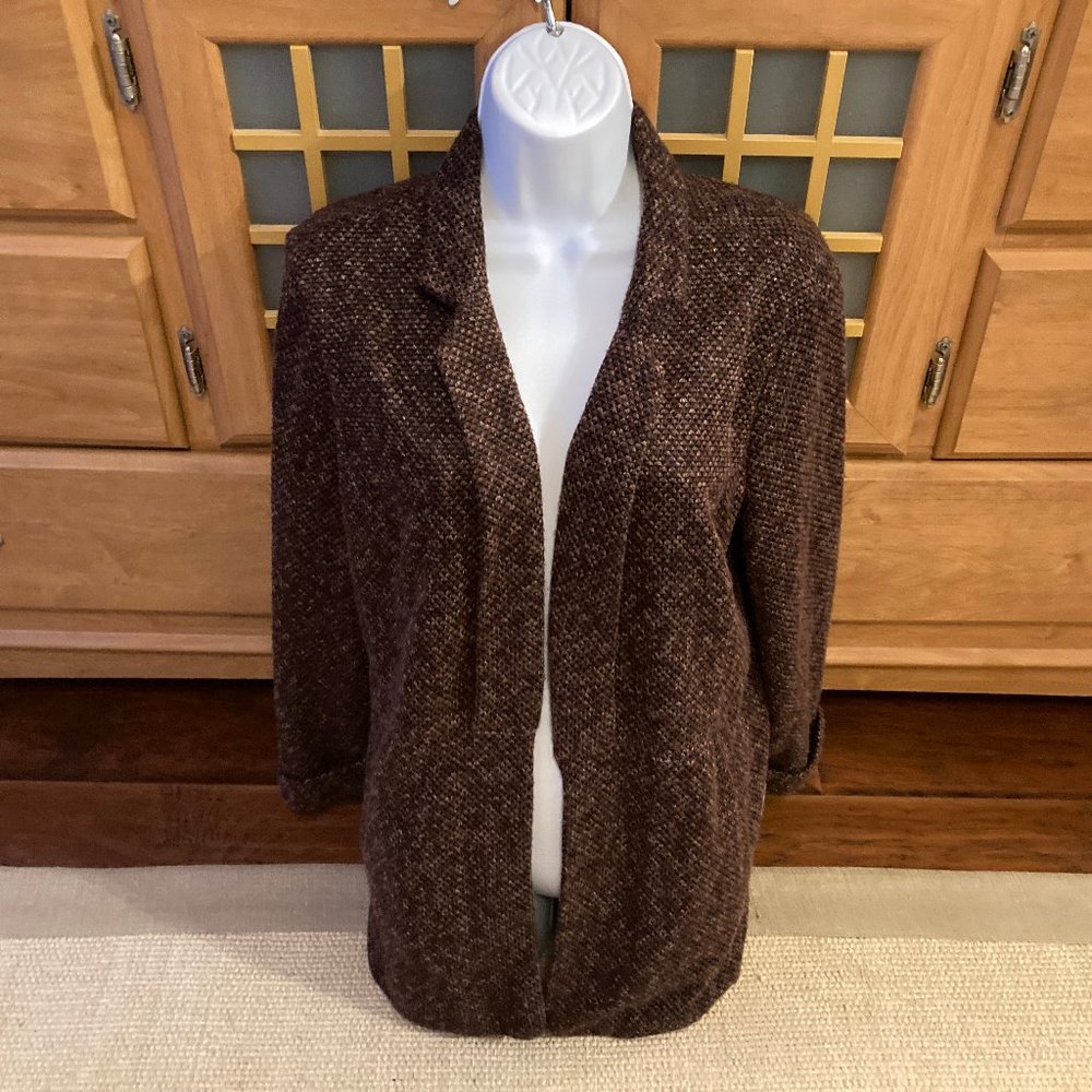 COPY - LC  Lauren Conrad Burgundy Tweed Open Jacket Blazer Large New with tags